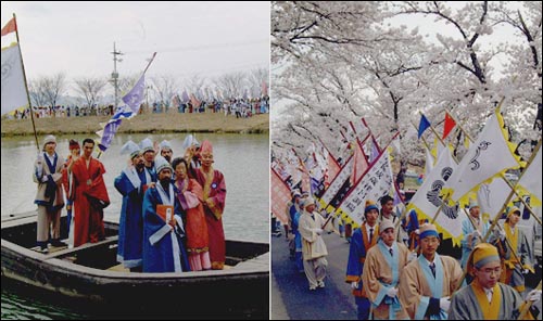 전라남도 대표 축제 가운데 하나인 영암왕인문화축제. 벚꽃이 만개하는 때에 맞춰 볼거리와 즐길거리가 푸짐하다. 일본 관광객들이 많이 찾는다. 